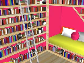 书的房间<em>书房</em>装修SU模型下载_sketchup草图大师SKP模型