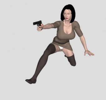 持械女士SU模型下载_sketchup草图大师SKP模型