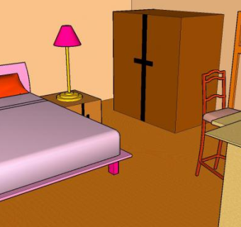 现代宜家装修卧室SU模型下载_sketchup草图大师SKP模型