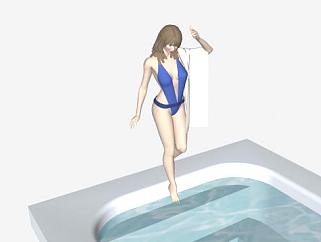 按摩浴缸的<em>女人SU模型</em>下载_sketchup草图大师SKP模型