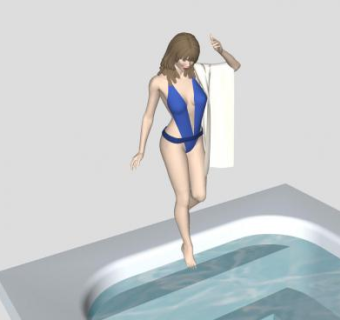 按摩浴缸的女人SU模型下载_sketchup草图大师SKP模型