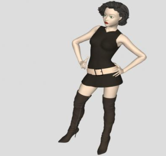 短发气质女士SU模型下载_sketchup草图大师SKP模型