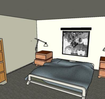 简单室内卧室装修SU模型下载_sketchup草图大师SKP模型