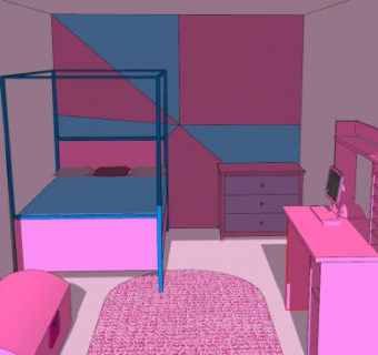 粉红色室内卧室SU模型下载_sketchup草图大师SKP模型