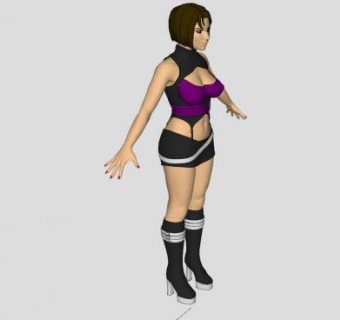 年轻短发女人SU模型下载_sketchup草图大师SKP模型