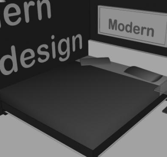 现代黑色卧室SU模型下载_sketchup草图大师SKP模型