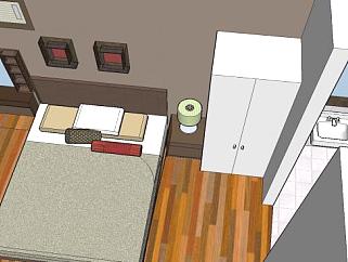 现代风格室内卧室SU模型下载_sketchup草图大师SKP模型