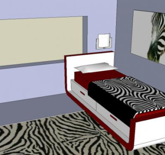 小型装修卧室SU模型下载_sketchup草图大师SKP模型