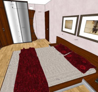 现代卧室装修SU模型下载_sketchup草图大师SKP模型