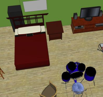 简易室内装修SU模型下载_sketchup草图大师SKP模型