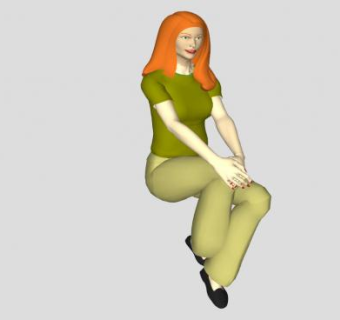 橙发女士坐姿SU模型下载_sketchup草图大师SKP模型