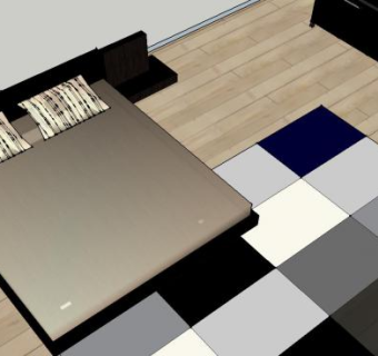 中型装修睡房卧室SU模型下载_sketchup草图大师SKP模型
