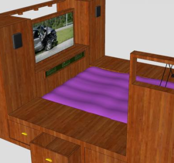 一体化卧室装修SU模型下载_sketchup草图大师SKP模型