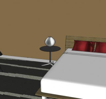 红棕色卧室装修SU模型下载_sketchup草图大师SKP模型