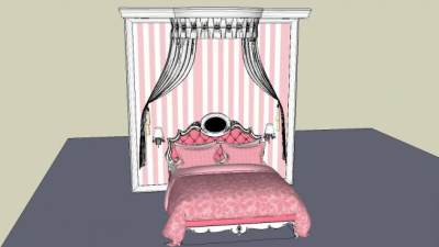 经典女孩卧室SU模型下载_sketchup草图大师SKP模型