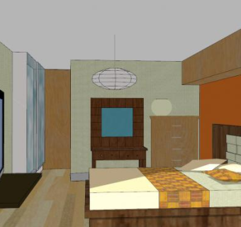 现代主人卧室SU模型下载_sketchup草图大师SKP模型