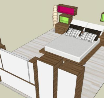 现代室内装修卧室SU模型下载_sketchup草图大师SKP模型