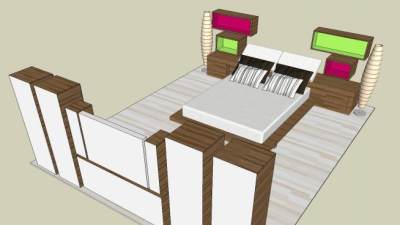 现代室内装修卧室SU模型下载_sketchup草图大师SKP模型