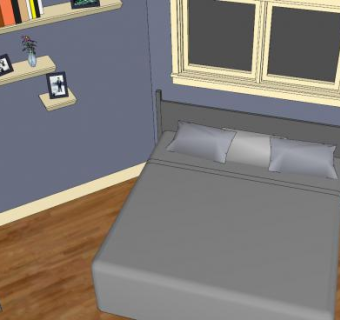 现代卧室SU模型下载_sketchup草图大师SKP模型