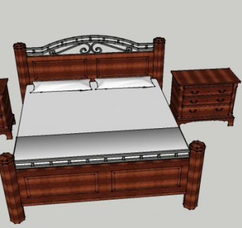 木质装修主卧室SU模型下载_sketchup草图大师SKP模型