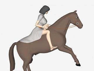 骑马的女人SU模型下载_sketchup草图大师SKP模型