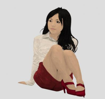 2D女职员坐姿SU模型下载_sketchup草图大师SKP模型