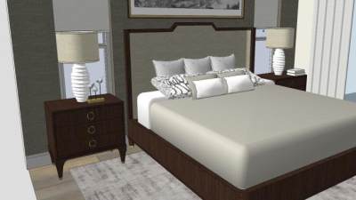 现代主题风格卧室SU模型下载_sketchup草图大师SKP模型