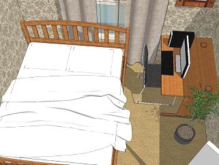 小型居室<em>卧室</em>SU模型下载_sketchup草图大师SKP模型