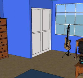 现代中型卧室装修SU模型下载_sketchup草图大师SKP模型