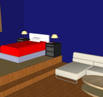 现代詹姆斯卧室SU模型下载_sketchup草图大师SKP模型