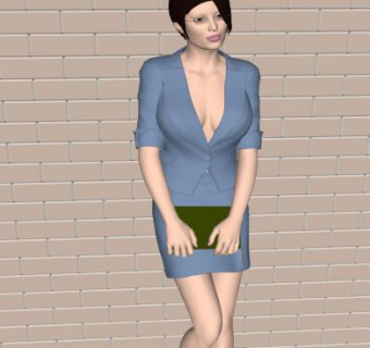 靠墙的商务女士SU模型下载_sketchup草图大师SKP模型