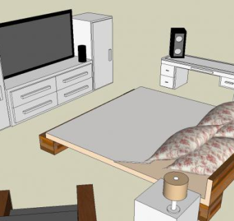 现代室内卧室SU模型下载_sketchup草图大师SKP模型