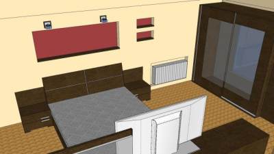 实木装修风格卧室SU模型下载_sketchup草图大师SKP模型