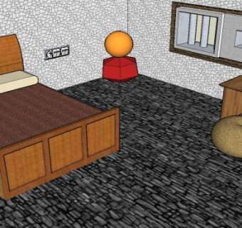 现代舒适卧室SU模型下载_sketchup草图大师SKP模型
