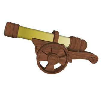 木质装饰手推炮SU模型_su模型下载 草图大师模型_SKP模型