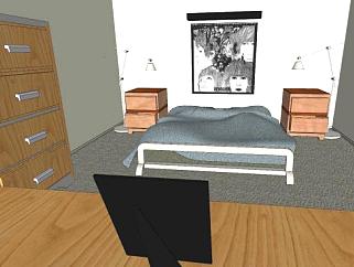 现代家具卧室风格SU模型下载_sketchup草图大师SKP模型