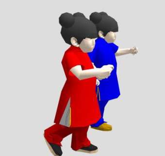两个中国女孩SU模型下载_sketchup草图大师SKP模型