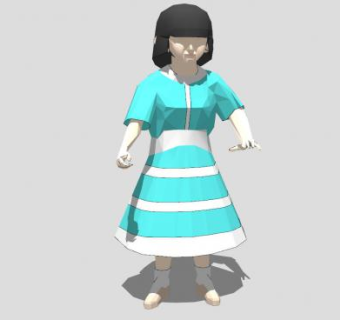 穿裙子的女孩SU模型下载_sketchup草图大师SKP模型