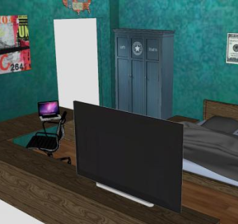 男孩卧室装修SU模型下载_sketchup草图大师SKP模型