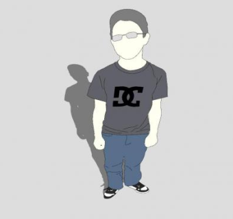 2D眼镜男孩SU模型下载_sketchup草图大师SKP模型