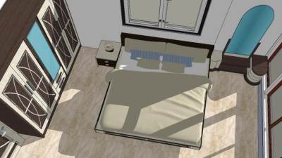 卧室室内现代装修SU模型下载_sketchup草图大师SKP模型