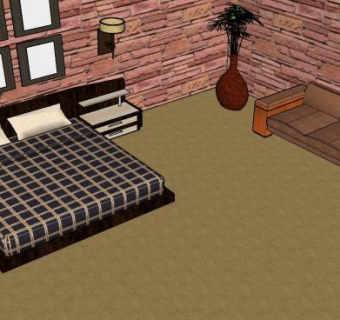 大型卧室套房装修SU模型下载_sketchup草图大师SKP模型