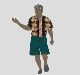 海岛居民老人SU模型下载_sketchup草图大师SKP模型