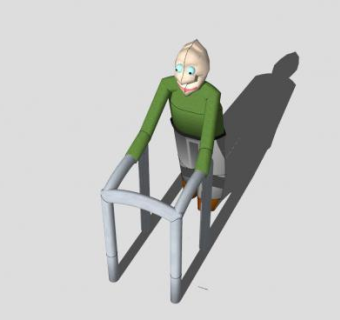 老人和助行器SU模型下载_sketchup草图大师SKP模型