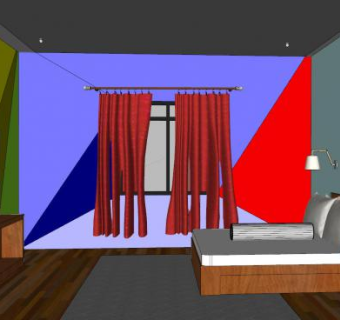 现代小型卧室装饰SU模型下载_sketchup草图大师SKP模型