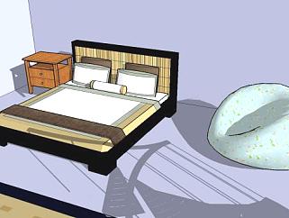 现代家居卧室装修SU模型下载_sketchup草图大师SKP模型