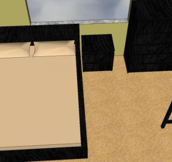 现代基本简易卧室SU模型下载_sketchup草图大师SKP模型