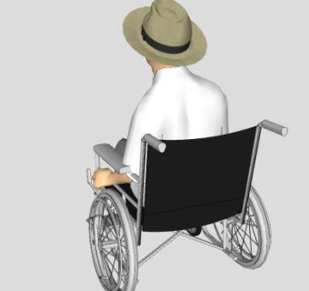 轮椅老人SU模型下载_sketchup草图大师SKP模型