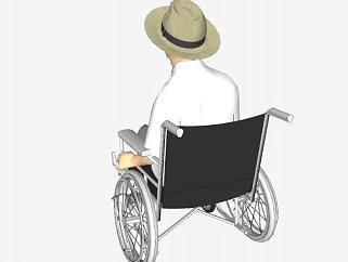 轮椅<em>老人</em>SU模型下载_sketchup草图大师SKP模型