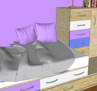 现代孩子卧室SU模型下载_sketchup草图大师SKP模型